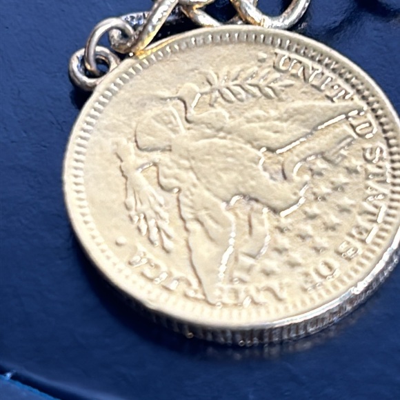 Gold Tone Coin Charm Bracelet Chunky Napoleon Queen Elizabeth United States 7.5" - Picture 14 of 16